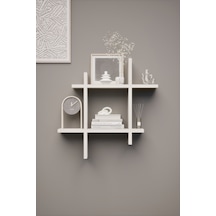 Linea Beyaz Dekoratif Duvar Rafı - Duvara Monte Kitaplık