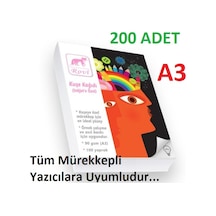 Epson-Hp-Canon Uyumlu 200 Adet A3 Parlak Kuşe Kağıt 120 Gram