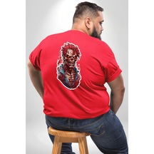 Angemiel Zombi Kırmızı The Walking Dead Büyük Beden Kırmızı Tişört Kadın Erkek Ünisex Sırt Baskılı Kırmızı