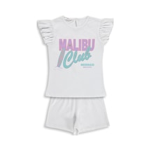 Civil Girls Malibu Baskılı Şortlu 6-9 Yaş Takım - Kırık Beyaz