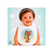 Tom Ve Jerry Keten Bebek Mama Önlüğü Yumuşak - Emici - Yıkanabilir - Özel Tasarım P198 Çok Renkli