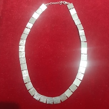 Fashion Jewelry Kare İşlemeli Çelik Kolye Gold