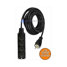 Kauçuk 4'lü Topraklı Grup Priz Uzatma Kablosu 14 Metre 3x2.5 Mm² Ttr Kalın Siyah Kablolu 14 Metre