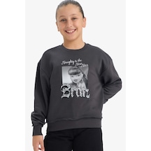 Defacto Kız Çocuk Bratz Oversize Geniş Kalıp Bisiklet Yaka Sweatshirt F2434a825auar210 Antrasit-ar210