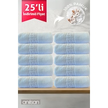 25'li Mavi Greek El Havlusu - 50x90 Cm, 225gr, %100 Pamuk, Spa Ve Otel Havlusu, Günlük Kullanıma Uygun Mavi