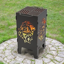 Aslan Desenli Dekoratif Mangal Portatif Ateş Çukuru