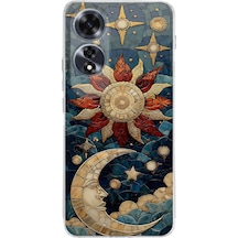 Printify Oppo A60 İle Uyumlu Vitray Sol Ve Luna Tasarımlı Şeffaf Silikon Kılıf Şeffaf