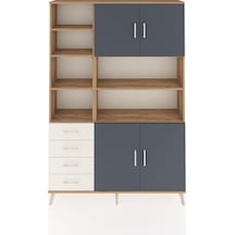 Arges Dolap 9 Raflı 4 Çekmeceli 4 Kapaklı 132x30x195 Çam-antr... Çam