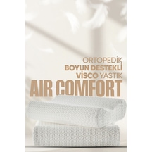 Ortopedik Boyun Destekli Visko Yastık - Çift Tarafı Destekli Visco Yastık - Hava Kanallı - Anti-uv Beyaz
