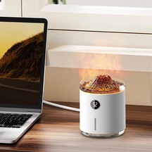 Aksesuarcı Volkanik Efektli Şarjlı Hava Nemlendirici Yatak Odası Oturma Odası İçin Akıllı Aromaterapi Mist Difüzör, Simüle Alev Şekli, Görsel Büyü Çok Renkli