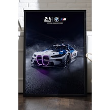 Bmw M4 Siyah Ahşap Çerçeveli Poster, Dekoratif Araba Duvar Tablosu