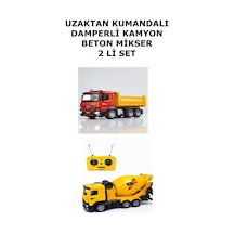 Uzaktan Kumandalı Full Fonksiyon Damperli Kamyon Dönen Mikserli Kamyon Set Sarı