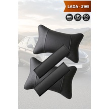 Lada 2105 Uyumlu Set Deri Kemer Koruyucu Lüks Siyah Deri Yastık