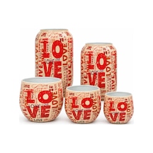 Love 5'li Metal Saksı Seti