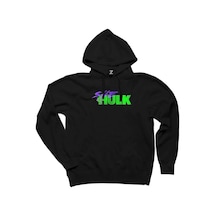 She Hulk Logo Siyah Kapşonlu Sweatshirt Hoodie Siyah
