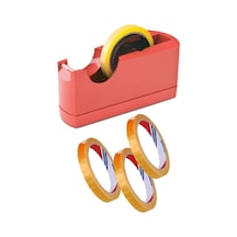 Büyük Bant Kesme Makinesi Kırmızı Ve 3 Adet 12x66 Metre Bant Masa Üstü Bant Makinesi Bant Kesici 1 Adet