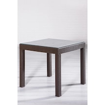 Rattan 80x80 Camlı Kahve Masa - Bahçe&balkon&teras Diğer