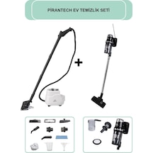 Pirantech CB-103A Buharlı Temizlik Makinesi + Ek-200 Torbasız Kablolu Dikey Süpürge Elektrikli Süpürge