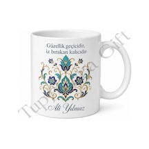 Türk Motifli Baskılı Kupa Bardak Hediye Özel Tasarım Porselen Mug Beyaz / Çok Renkli