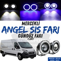 Fiat Ducato Uyumlu Üniversal Mercekli Angel Sis Farı Metal Su Geçirmez 76 Mm Mavi Halkalı Gündüz Farı Angel Eyes 2 Adet 00 Şüscaroto Aksesuar