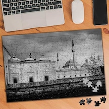 Siyah Beyaz Camii Fotoğrafı 240 Parça Puzzle Yapboz-75284