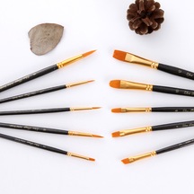 10 Adet Suluboya Boya Fırçası Kaligrafi Çizim Kalem Sanat