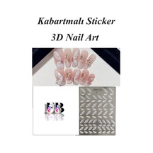 Nail Art Sticker Kendinden Yapışkanlı, Tırnak Süsleme, Tırnak Dövmesi Stikır 5d002 Beyaz-5d002