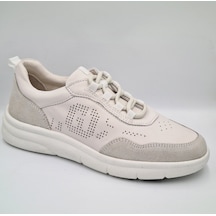 Greyder 34590 Kirli Beyaz Hakiki Deri Kadın Günlük Casual Sneaker Kirli Beyaz