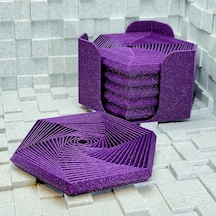 3d Baskı Super Fidget Coaster Seti - Altıgen Desenli Bardak Altlığı Ve Tutucu-mor Diğer