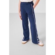 Tommylife Parlament Geniş Paça Çıt Çıt Detaylı Kız Çocuk Palazzo Pantolon - 75199 Mavi