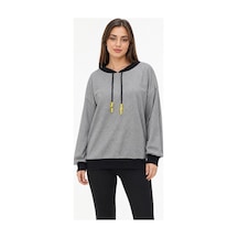 Neden Tekstil Kadın Oversize Siyah Kayık Yaka Sweatshirt