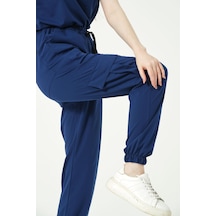 Saks Mavi Likralı Kargo Cep Jogger Paça Doktor Hemşire Forması Tek Alt Unisex