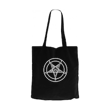Baphomet Logo Siyah Kanvas Bez Çanta Siyah