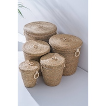 Lina Hasır 5 Li Çok Amaçlı Sepet Seti Kahverengi