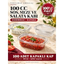 100 Cc Sızdırmaz Kapaklı Sos, Meze Ve Salata Kabı 100 Lü Şeffaf Porsiyon Kabı Siyah