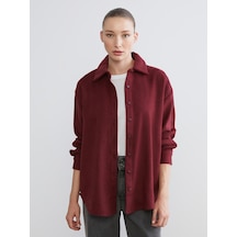 Lcwaıkıkı Classic Bordo Oversize Kadın Oduncu Gömlek Ceket