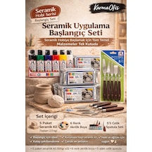 Seramik Hobi Başlangıç Seti 5x500gr Kil + 6'lı Akrilik Boya + 5'li Spatula Seti