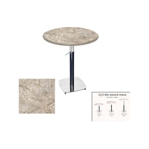 Üçüz Masa Ayarlanabilir 60 Cm Yuvarlak - Werzalit, Wermodin Ve Allzalit Tabla - Scala Marble Çok Renkli