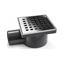Yer Süzgeci 10x10 Krom Izgaralı Çekvalfli 50 Mm Çıkışlı Paslanmaz Banyo Duş Gideri