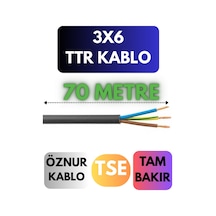 Öznur 3x6 Ttr Kablo Metre Seçenekli Siyah - 70 Metre