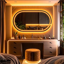 Ovanta Amber Led'li Lazer Kumlamalı Lavabo & Banyo Aynası Dokunmatik Sensörlü 100 X 55 Cm Turuncu