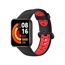 Zengemtx Newface Xiaomi Redmi Watch 2 Spor Delikli Kordon - Siyah-kırmızı