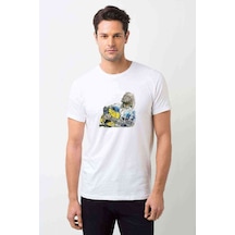Eric Clapton Gitar Muzik Baskılı Beyaz Erkek Tshirt
