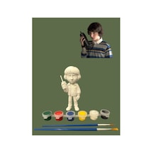 3d Stranger Things Mike Figür Boyama Seti - Kendin Boya Hobi Ve Etkinlik Seti - Akrilik Boya + 2 Fırça
