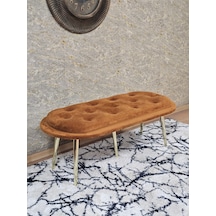 Zafir Ufo Oturak Bench - Gold Kaplama Sivriltme Ayak - Oturak - Bench - Puf - Yatak Ucu Pufu Turuncu