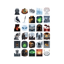30 Adet Game Of Thrones Temalı Sticker Seti - Laptop Defter Telefon İçin Çok Renkli