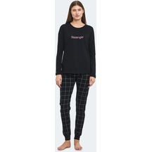 Slazenger PAOLINA IN Kadın Pamuklu Siyah / Fuşya Pijama