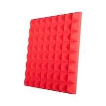 Sones 50x50x5cm Piramit Stil Kayıt Stüdyosu Davul Video Odası Ses Yalıtım Levhası Susturucu Pamuk Kırmızı