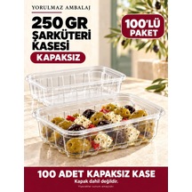 250 Gr Kapaksız Şarküteri Kasesi 100 Lü Şeffaf Dikdörtgen Meze Ve Salata Kabı Siyah