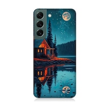 Samsung Galaxy S22 Uyumlu Ay Ve Ahşap Ev Desenli Silikon Kılıf